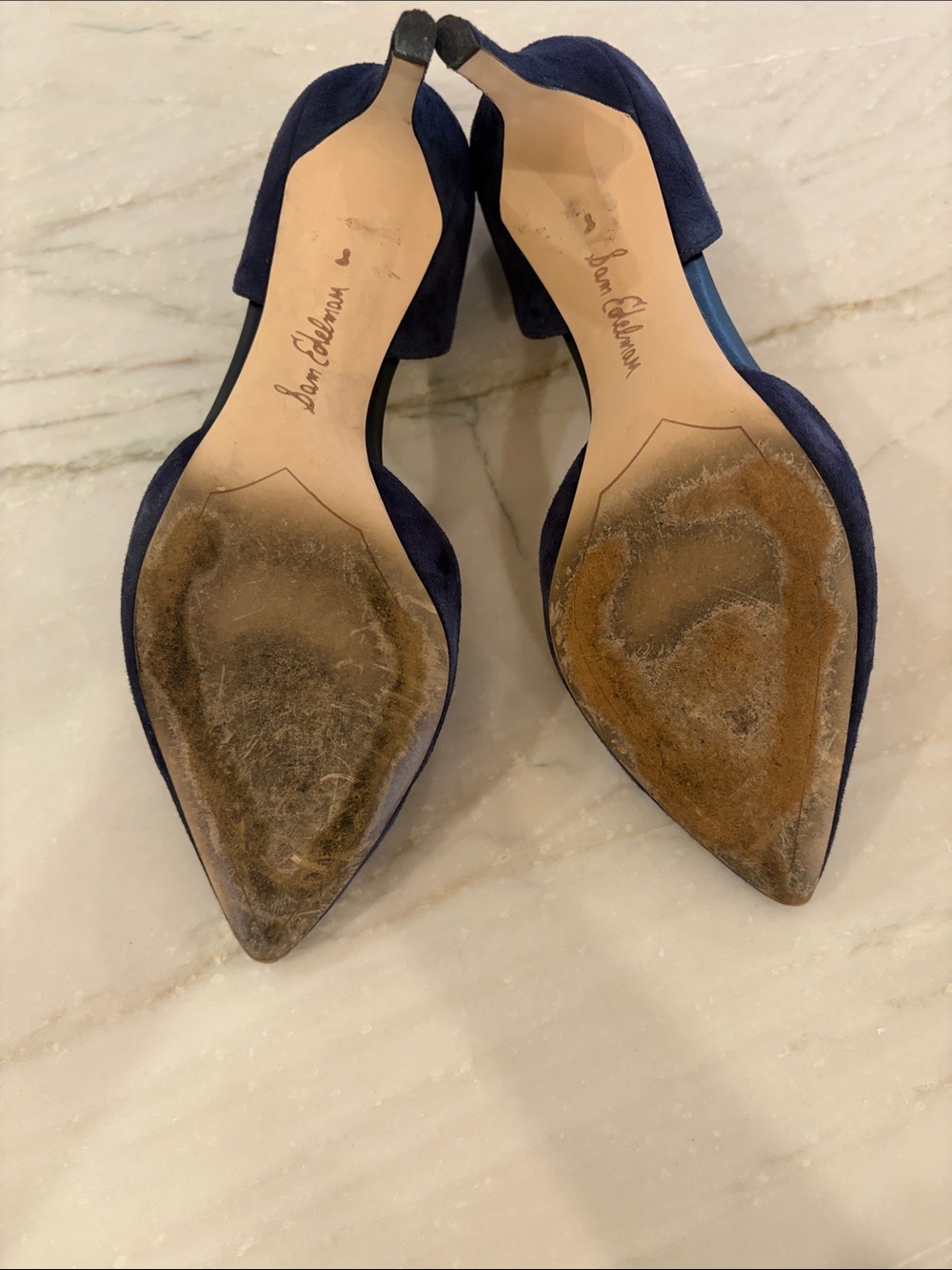 Sam Edelman Navy Suede D'Orsay Pointed Toe Pump - Picture 4 of 7